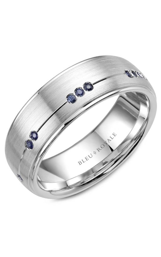 18K White Gold Gents Round Wedding Band