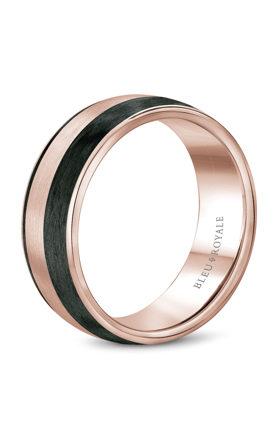 18K Rose Gold and Black Carbon Gents Wedding Band