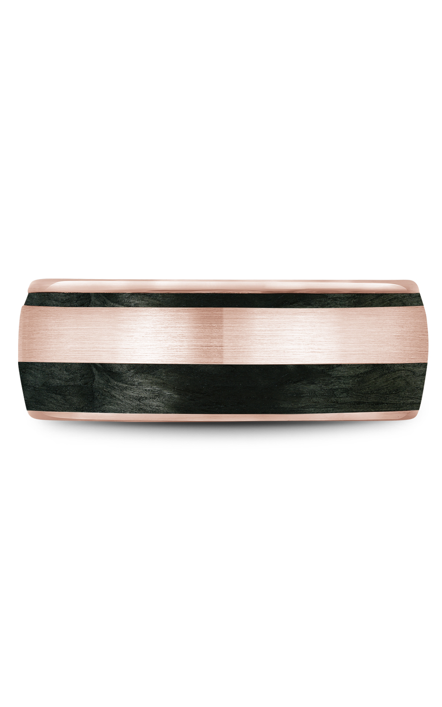 18K Rose Gold and Black Carbon Gents Wedding Band
