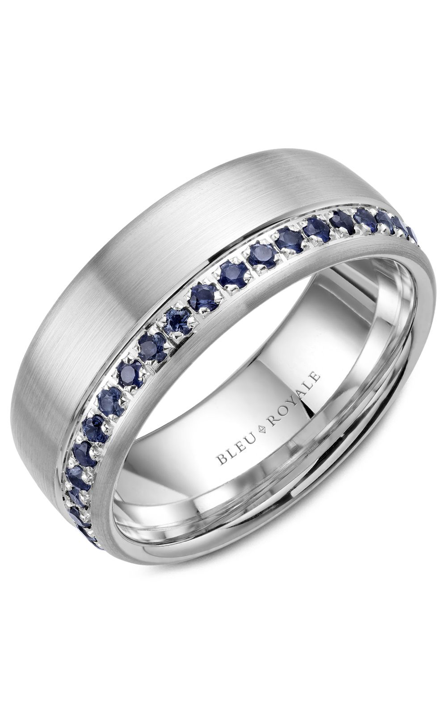 14K White Gold Gents Round Wedding Band