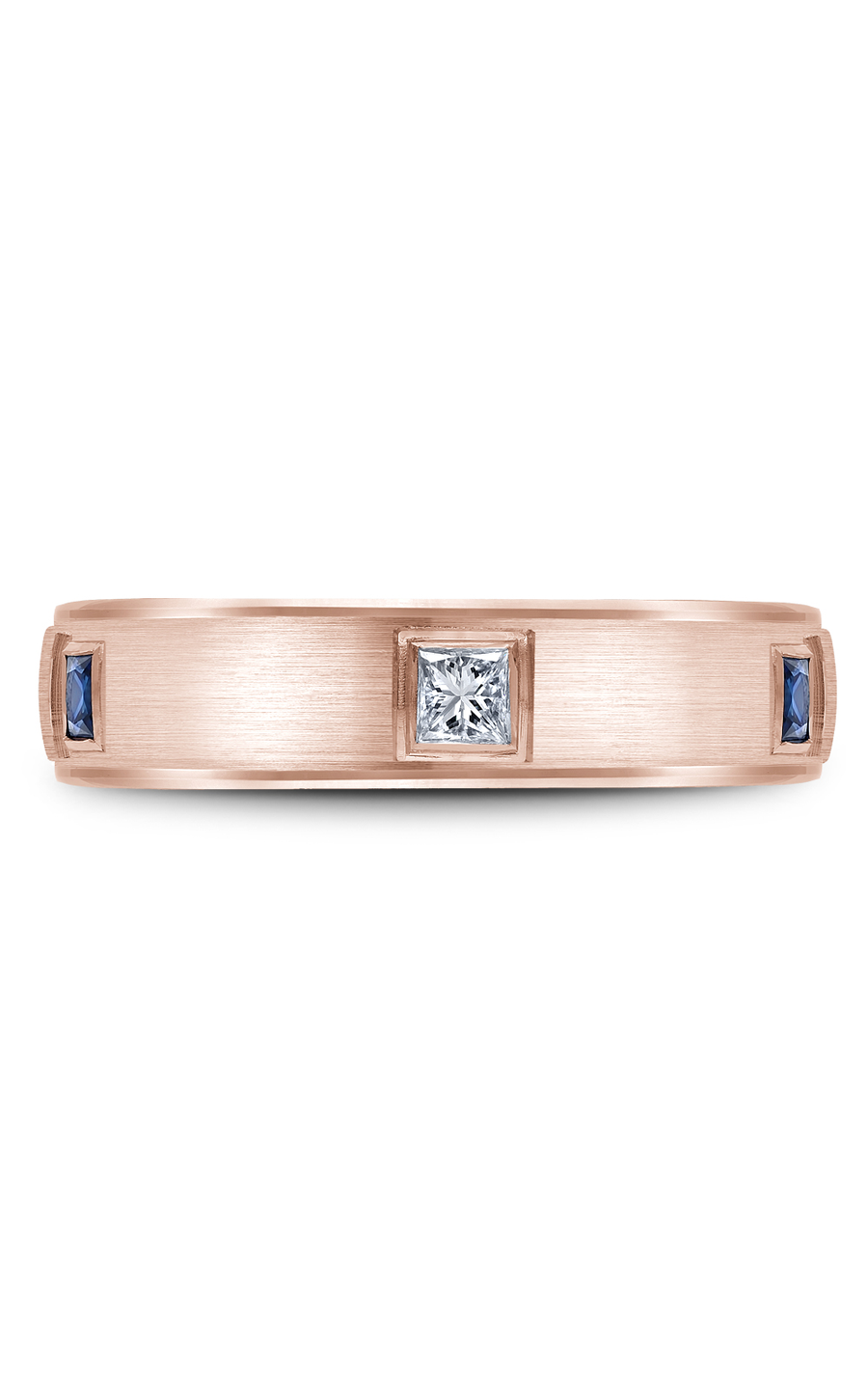 14K Rose Gold Gents Princess Wedding Band