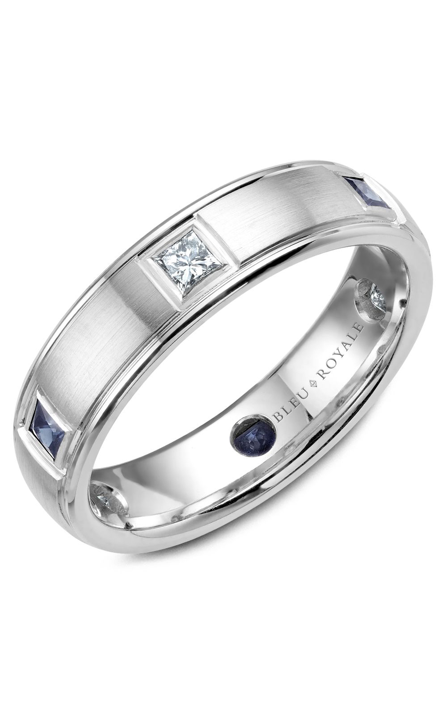 18K White Gold Gents Princess Wedding Band