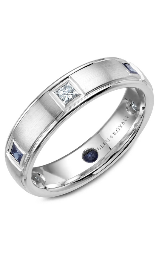 18K White Gold Gents Princess Wedding Band