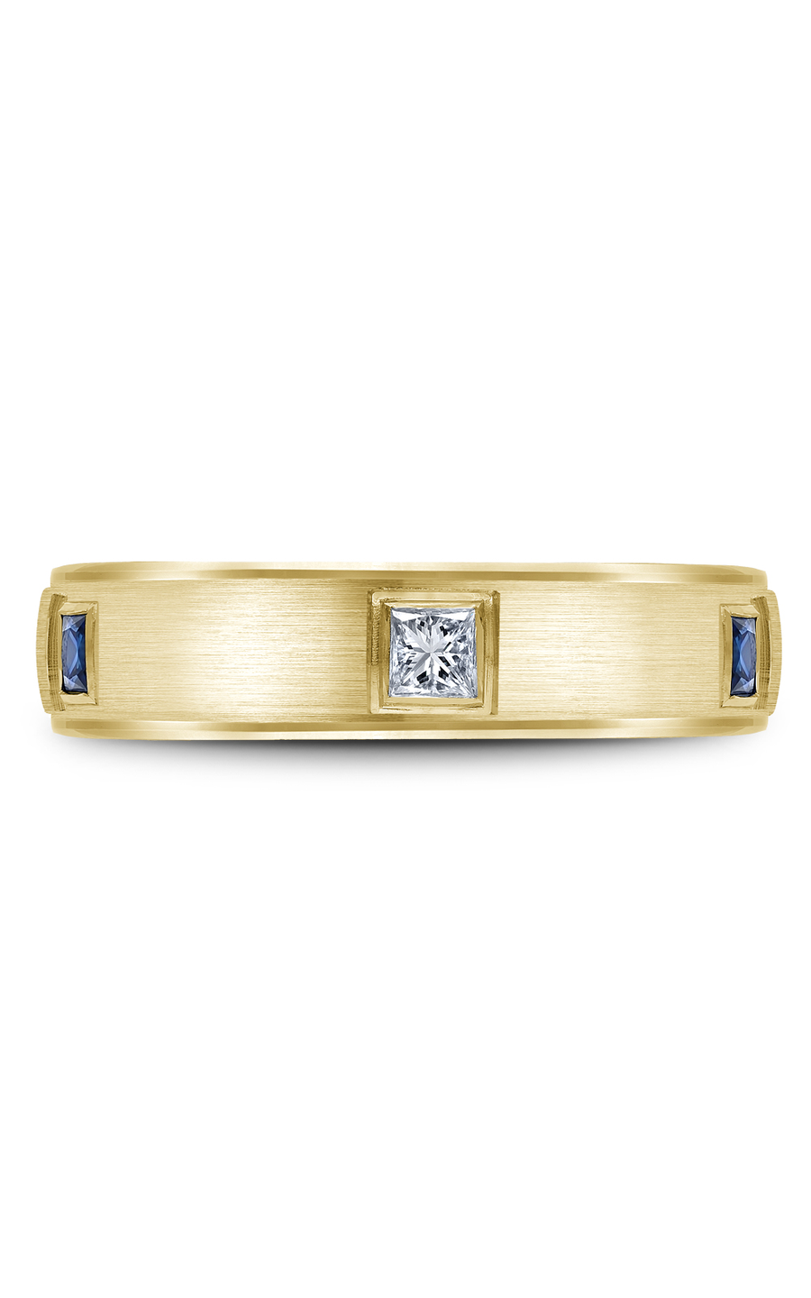 18K Yellow Gold Gents Princess Wedding Band