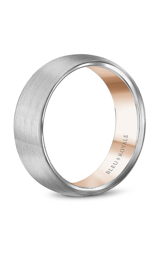 18K Rose Gold and 18K White Gold Gents Wedding Band