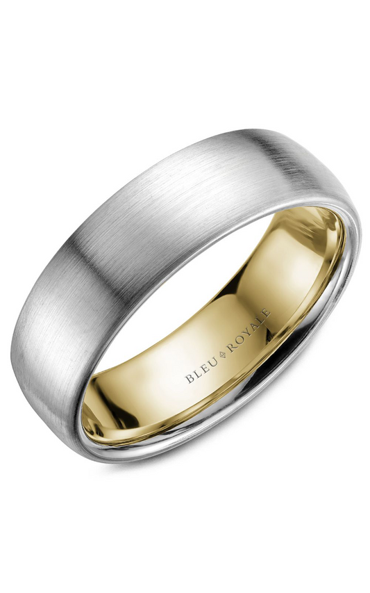 18K White Gold and 18K Yellow Gold Gents Wedding Band