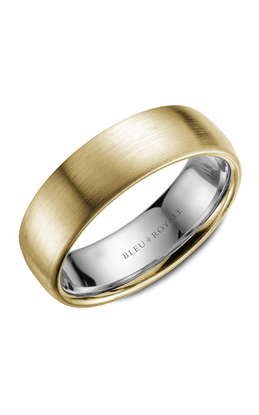 14K White Gold and 14K Yellow Gold Gents Wedding Band