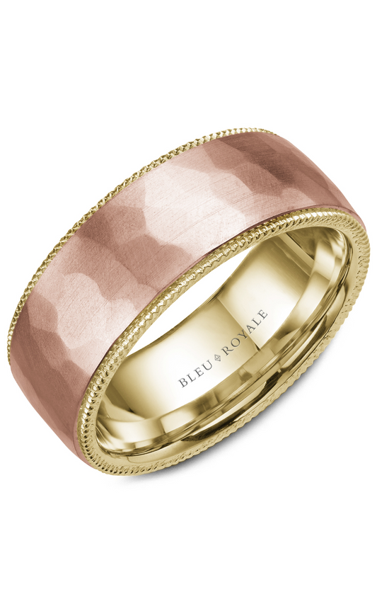 18K Rose Gold and 18K Yellow Gold Gents Wedding Band