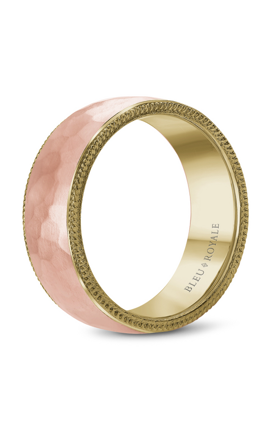 18K Rose Gold and 18K Yellow Gold Gents Wedding Band