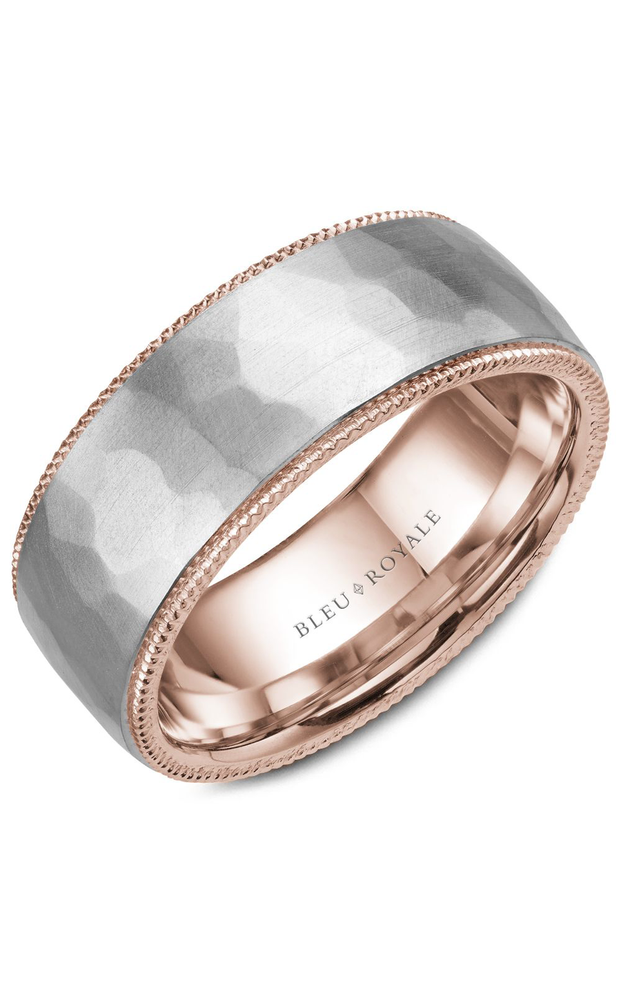 14K Rose Gold and 14K White Gold Gents Wedding Band