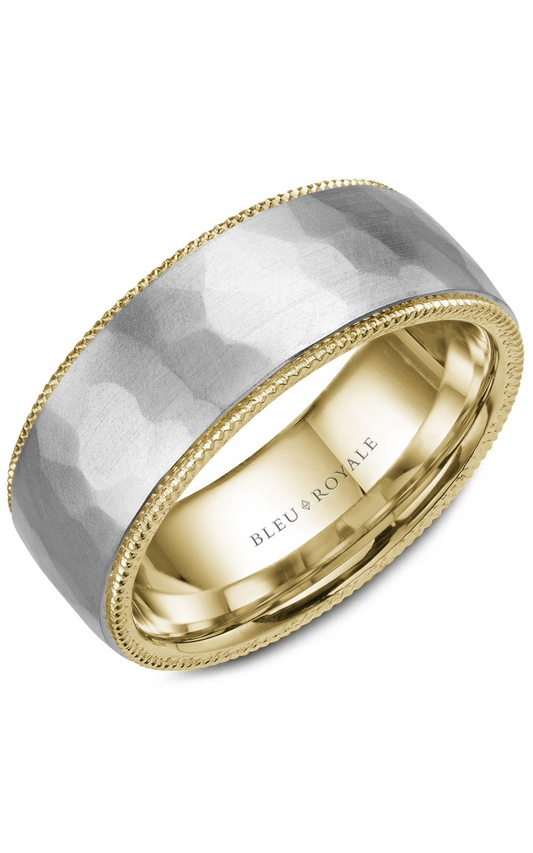 14K White Gold and 14K Yellow Gold Gents Wedding Band