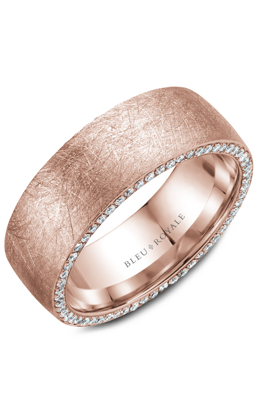 14K Rose Gold Gents Round Wedding Band
