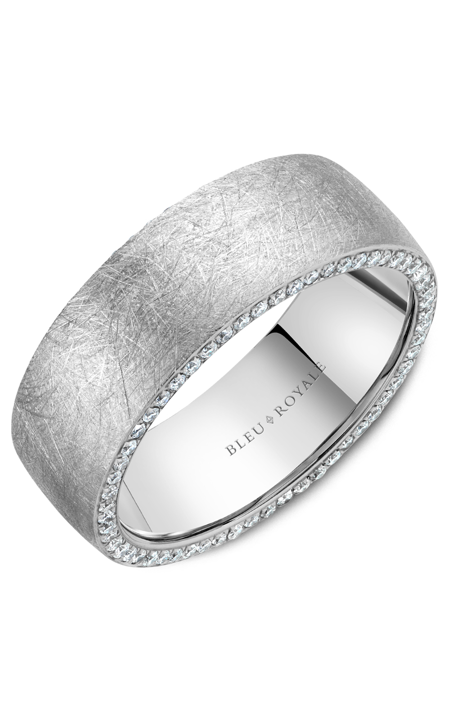 18K White Gold Gents Round Wedding Band