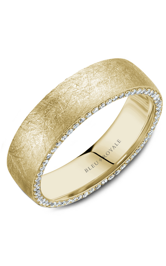 14K Yellow Gold Gents Round Wedding Band