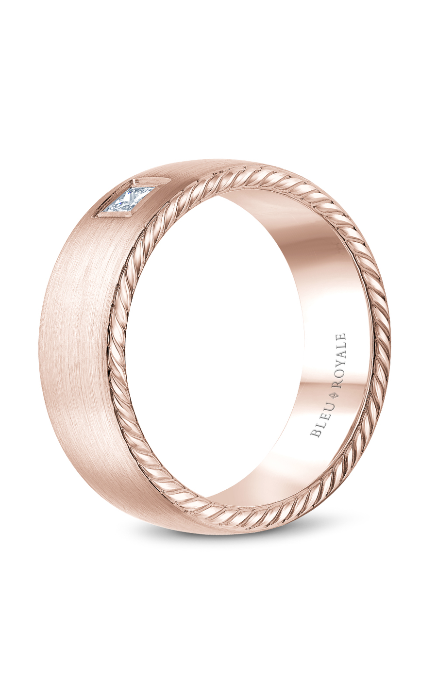18K Rose Gold Gents Princess Wedding Band