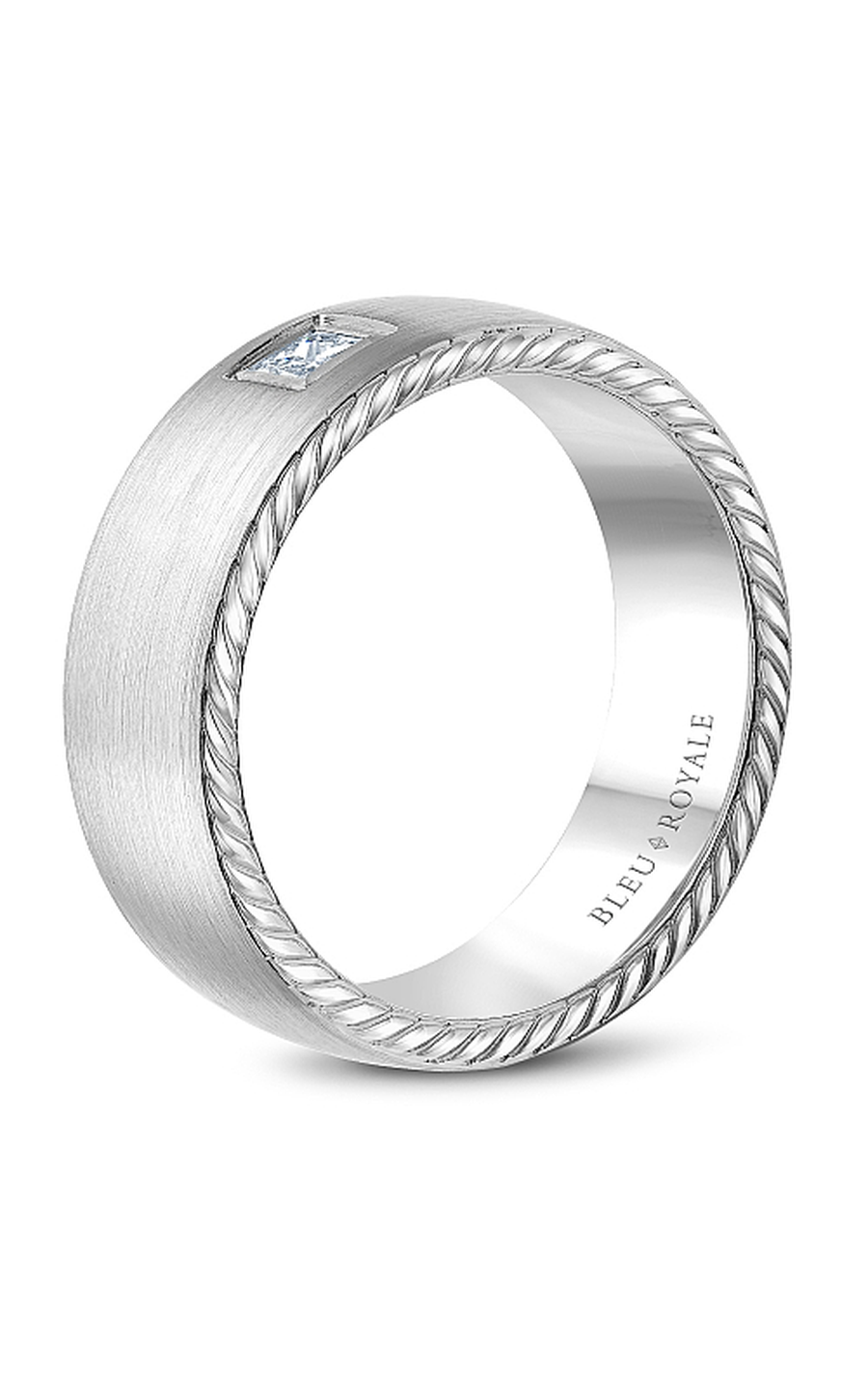 18K White Gold Gents Princess Wedding Band