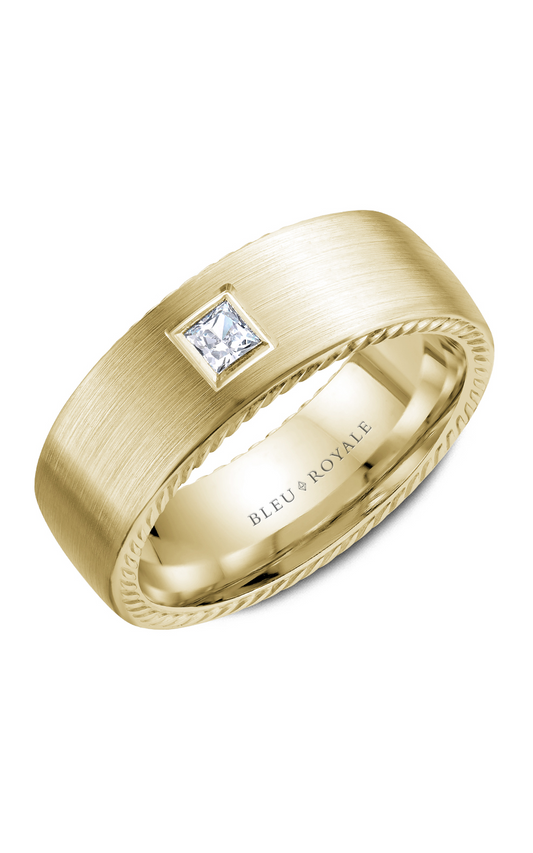 18K Yellow Gold Gents Princess Wedding Band