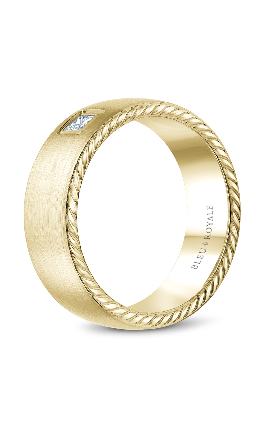 18K Yellow Gold Gents Princess Wedding Band