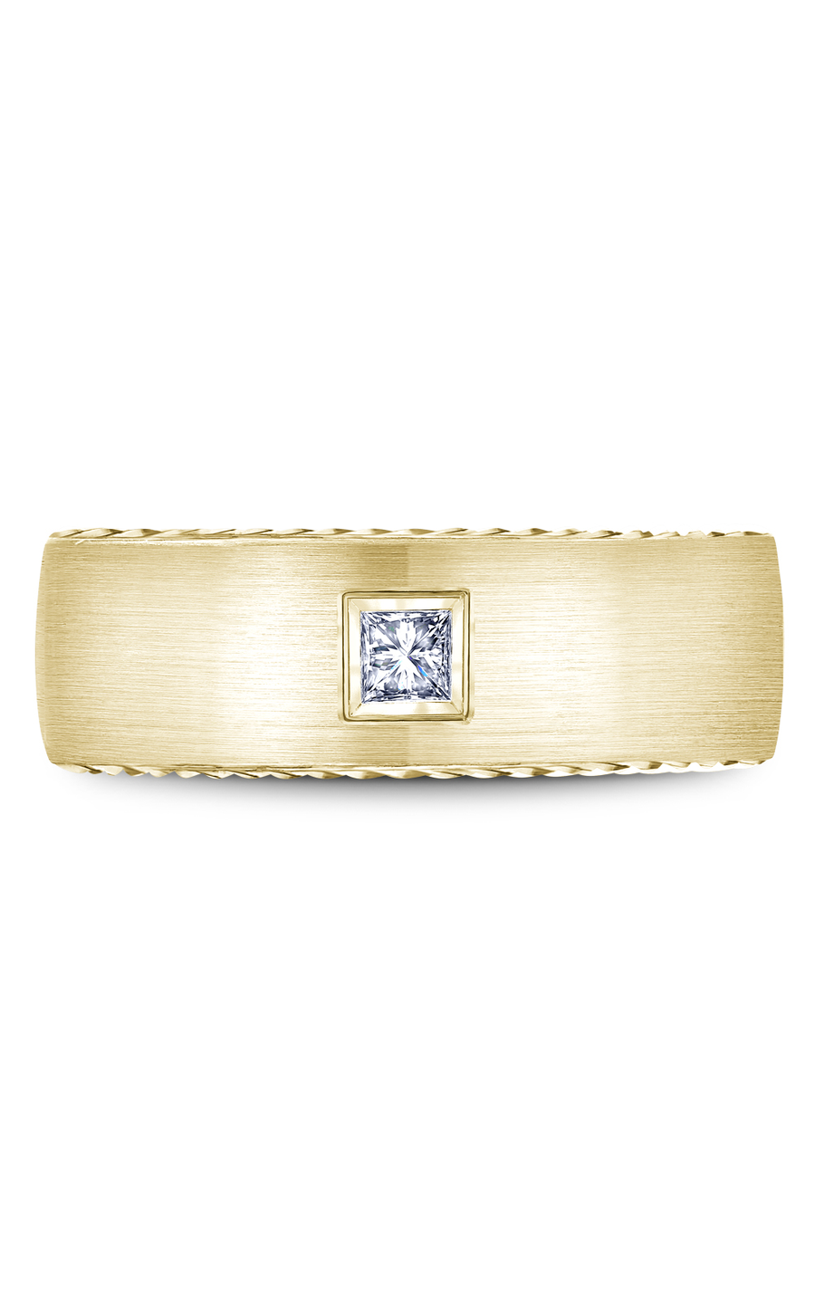 18K Yellow Gold Gents Princess Wedding Band