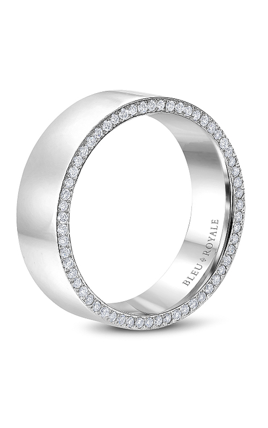 14K White Gold Gents Round Wedding Band
