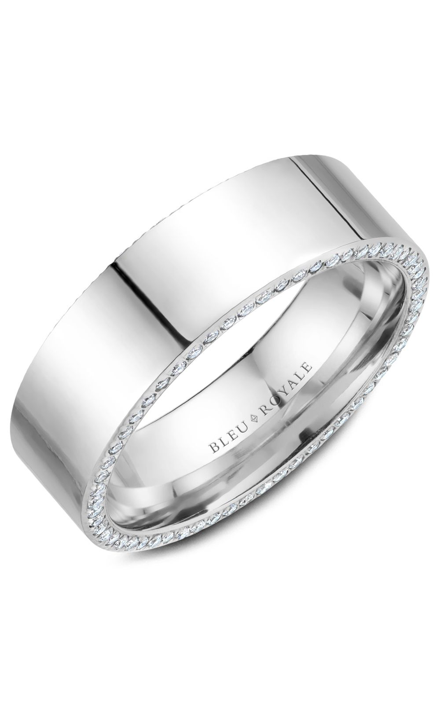 18K White Gold Gents Round Wedding Band
