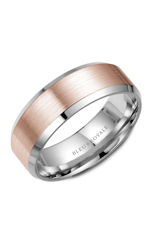 18K Rose Gold and 18K White Gold Gents Wedding Band
