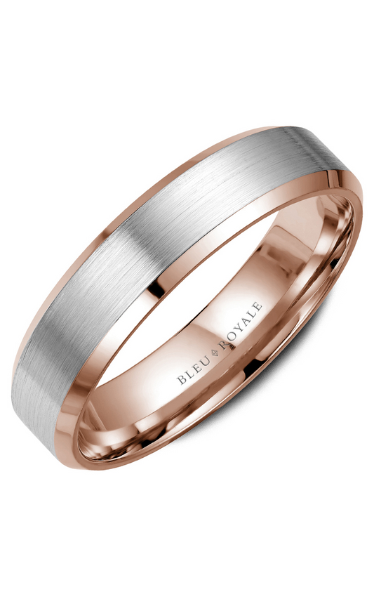 18K Rose Gold and 18K White Gold Gents Wedding Band
