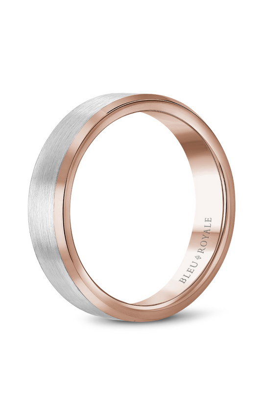 18K Rose Gold and 18K White Gold Gents Wedding Band