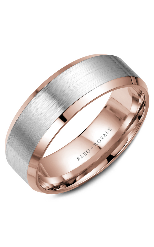 14K Rose Gold and 14K White Gold Gents Wedding Band