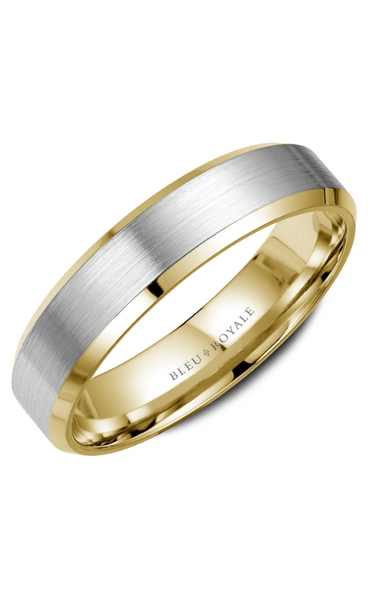 18K White Gold and 18K Yellow Gold Gents Wedding Band