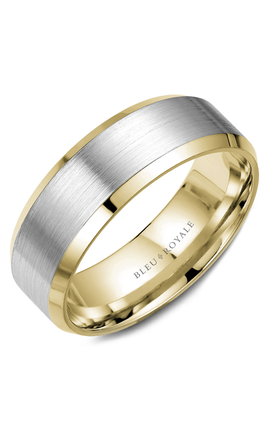 18K White Gold and 18K Yellow Gold Gents Wedding Band