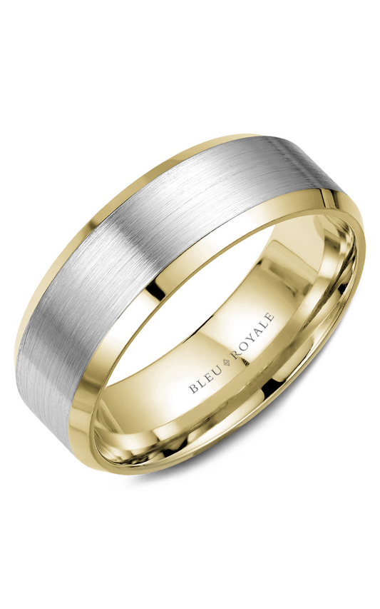18K White Gold and 18K Yellow Gold Gents Wedding Band