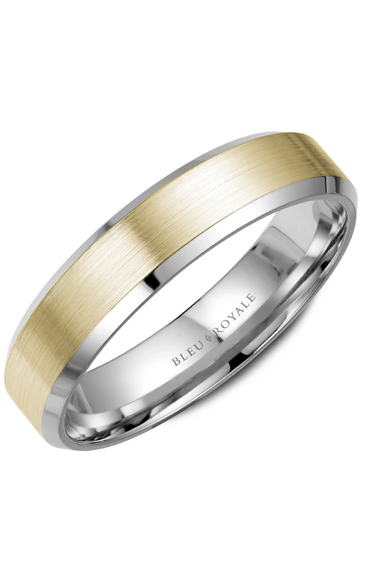 14K White Gold and 14K Yellow Gold Gents Wedding Band