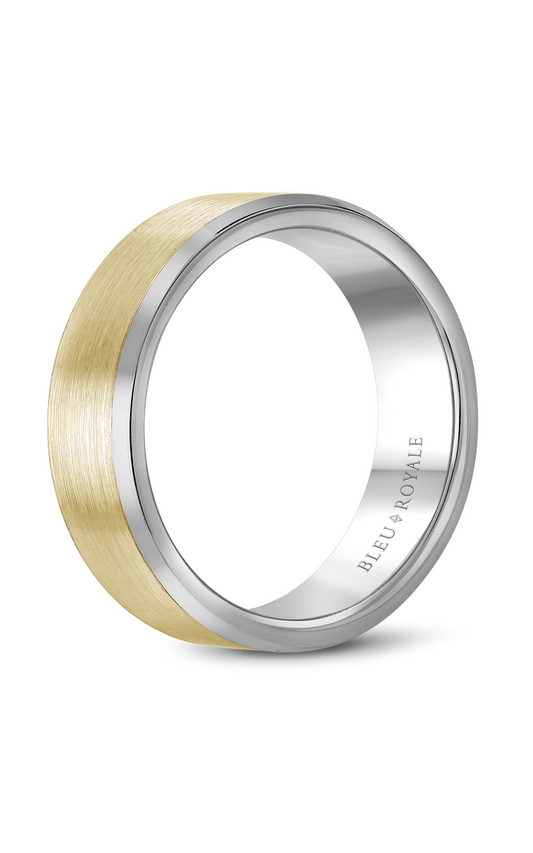 14K White Gold and 14K Yellow Gold Gents Wedding Band