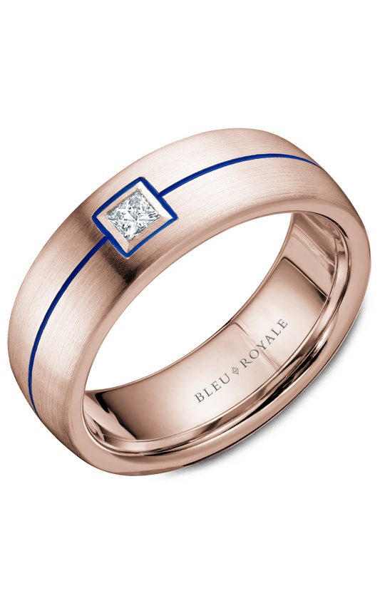 14K Rose Gold Gents Princess Wedding Band