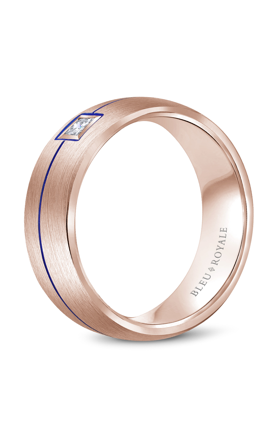 14K Rose Gold Gents Princess Wedding Band