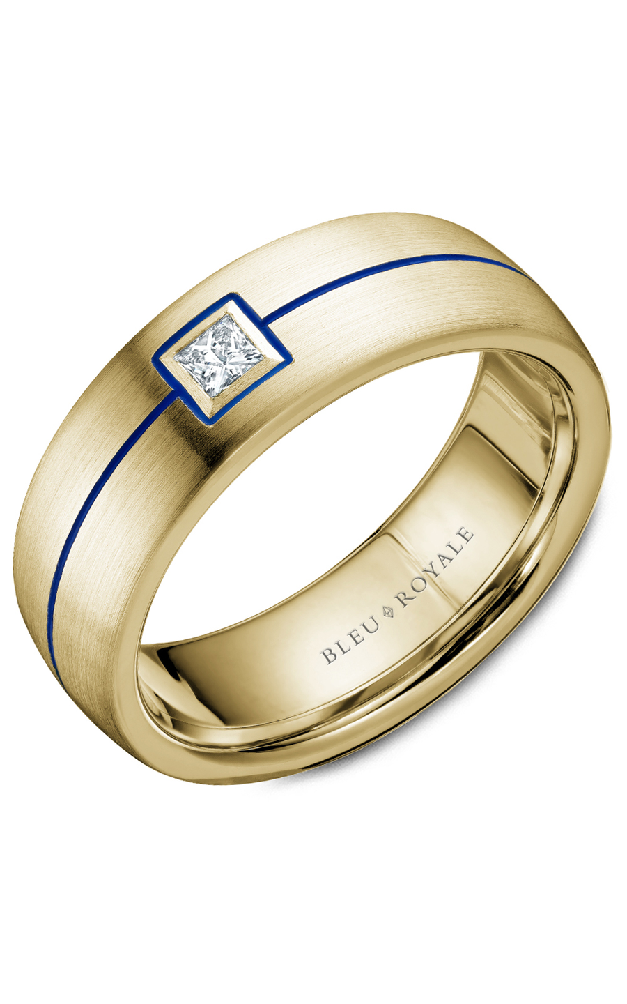14K Yellow Gold Gents Princess Wedding Band