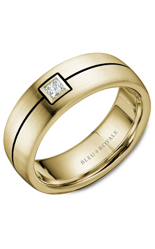 14K Yellow Gold Gents Princess Wedding Band