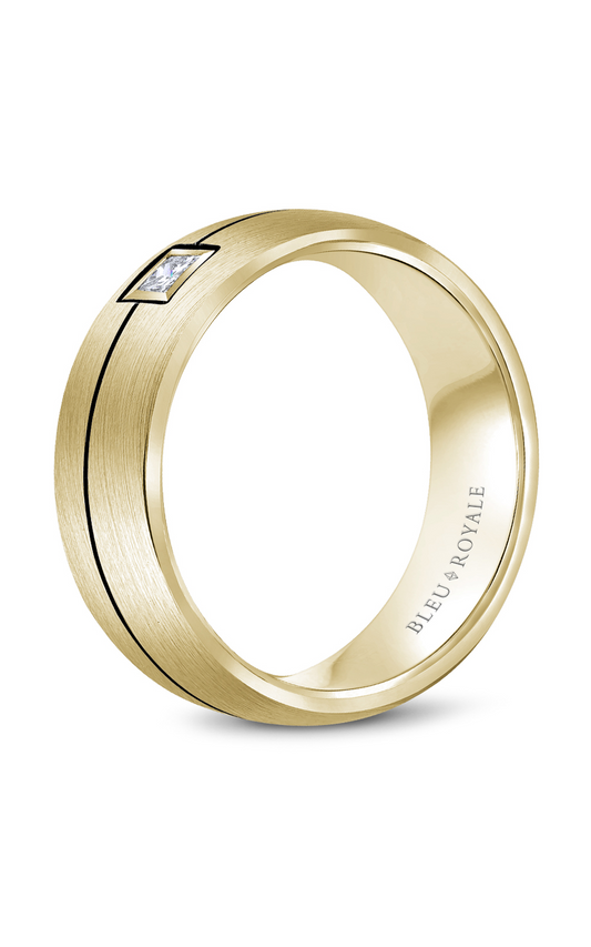 18K Yellow Gold Gents Princess Wedding Band