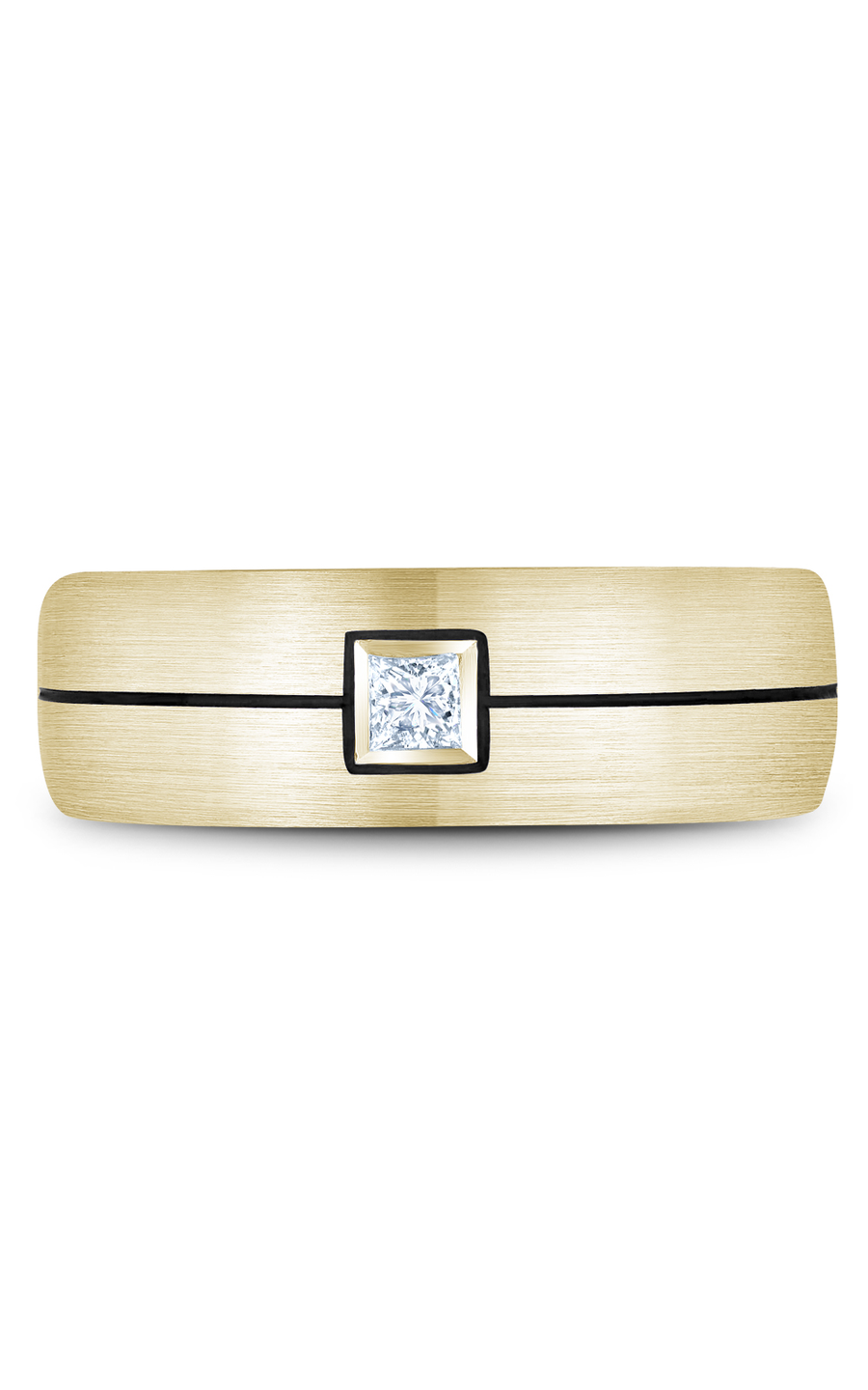 18K Yellow Gold Gents Princess Wedding Band