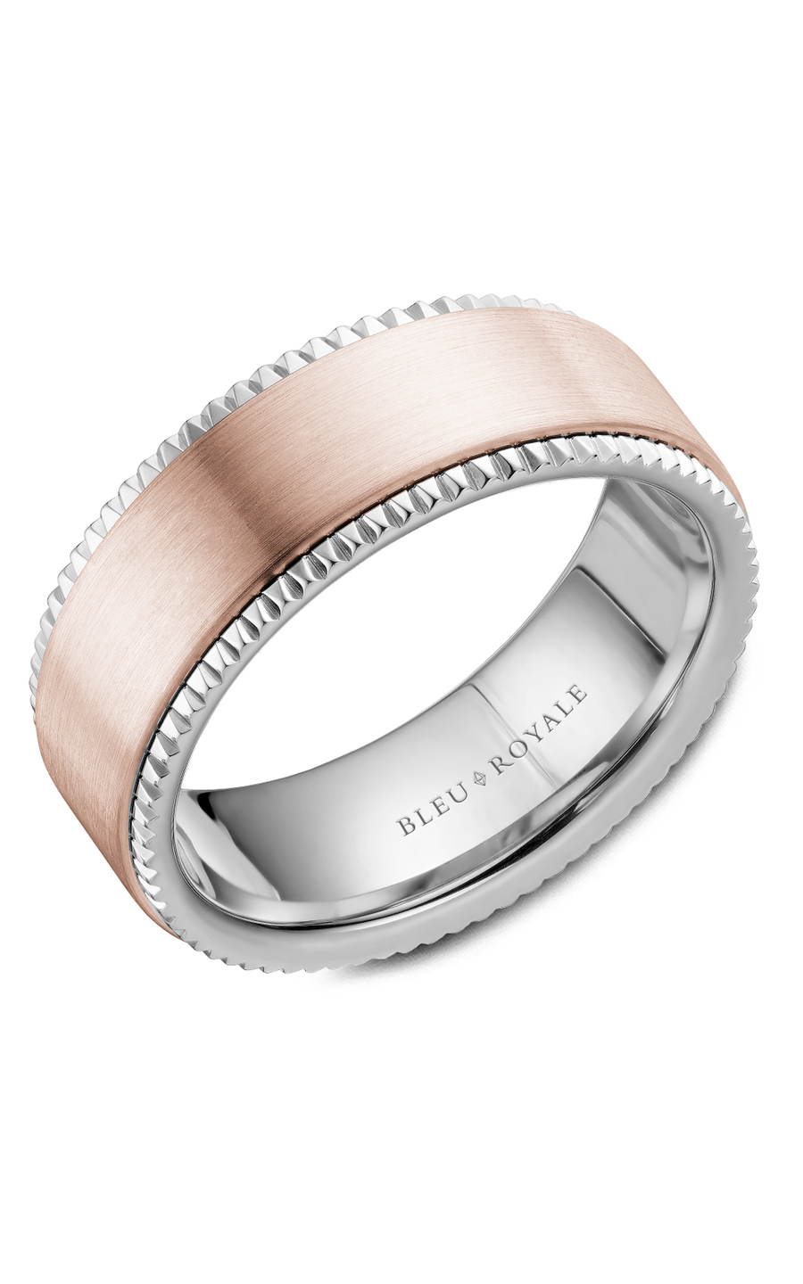 14K Rose Gold and 14K White Gold Gents Wedding Band