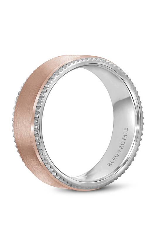 14K Rose Gold and 14K White Gold Gents Wedding Band
