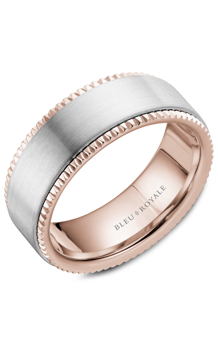 14K Rose Gold and 14K White Gold Gents Wedding Band