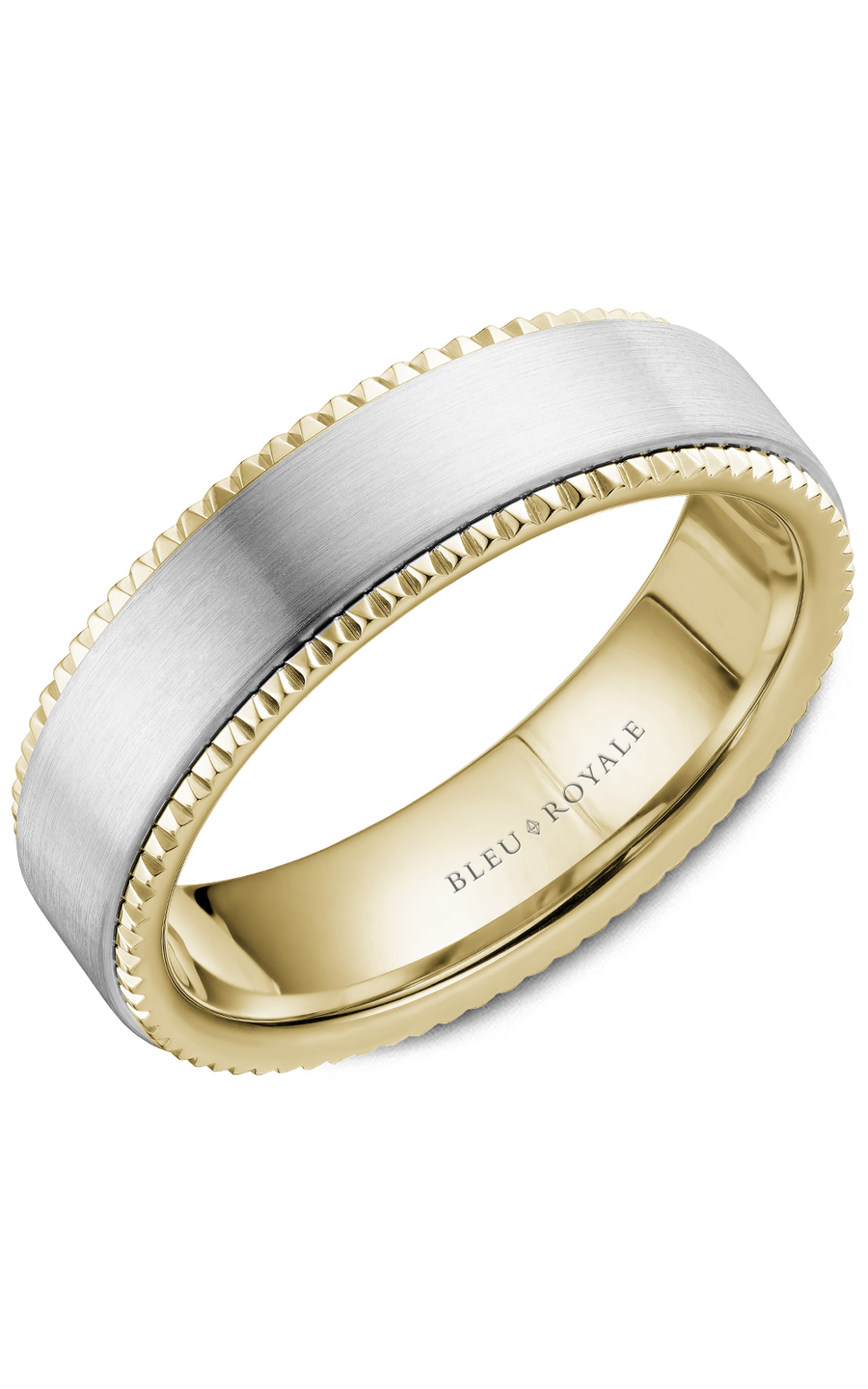 18K White Gold and 18K Yellow Gold Gents Wedding Band