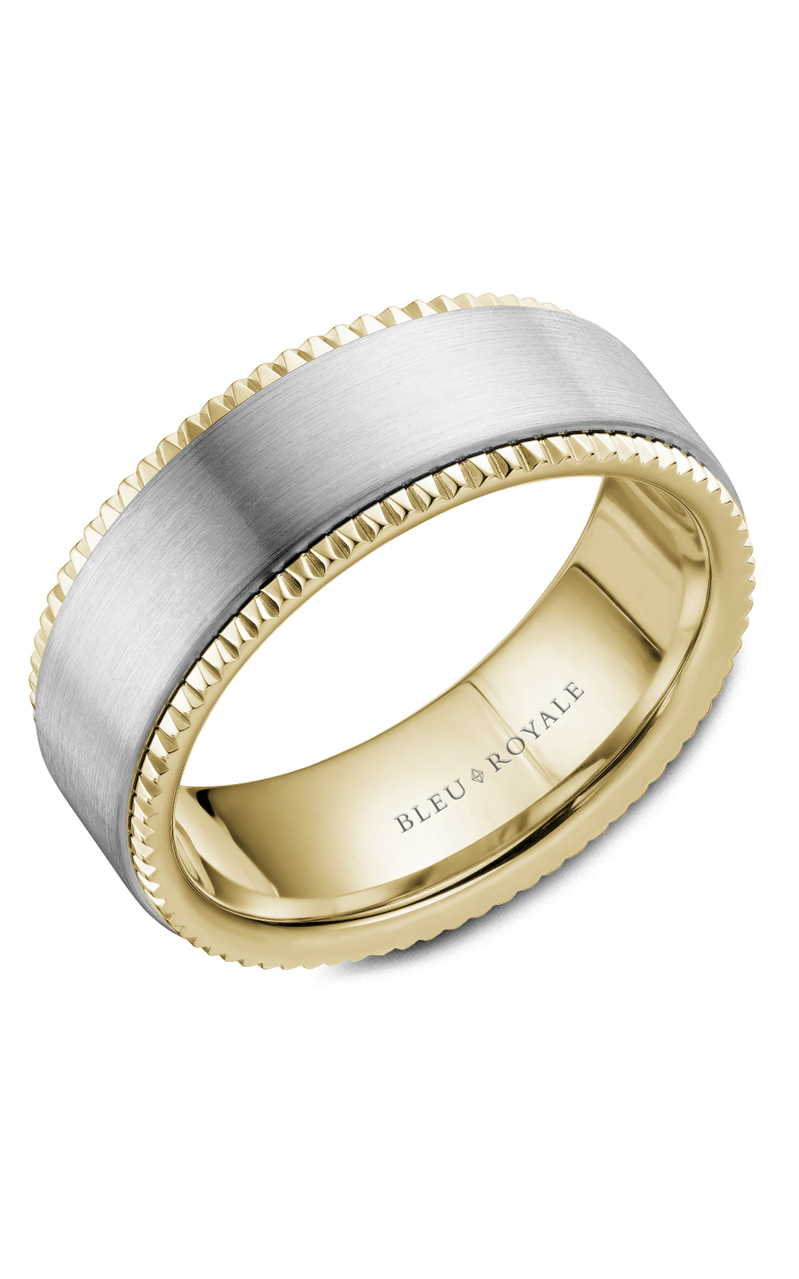 14K White Gold and 14K Yellow Gold Gents Wedding Band