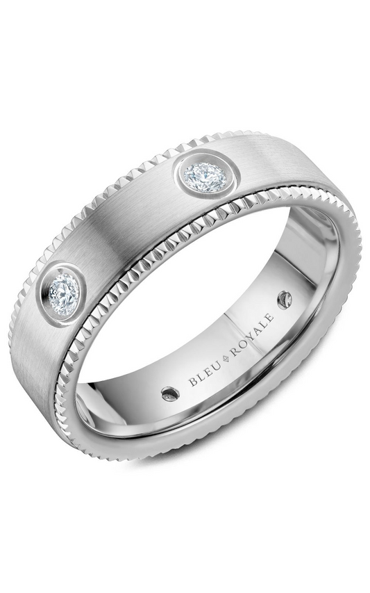 18K White Gold Gents Round Wedding Band