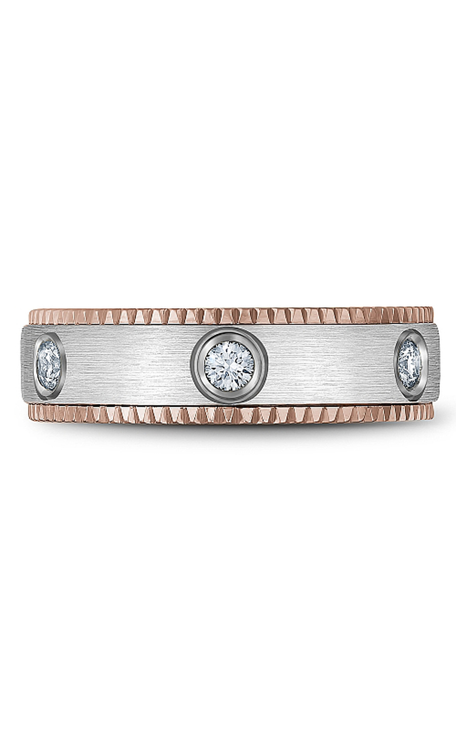 18K Rose Gold and 18K White Gold Gents Round Wedding Band