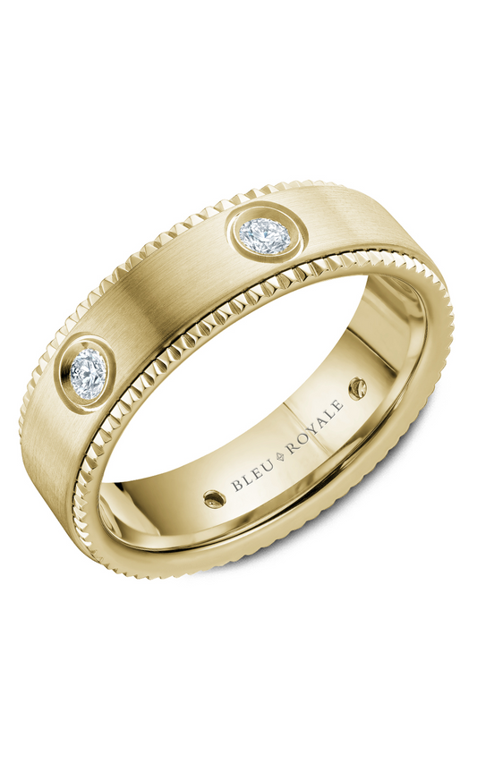 14K Yellow Gold Gents Round Wedding Band