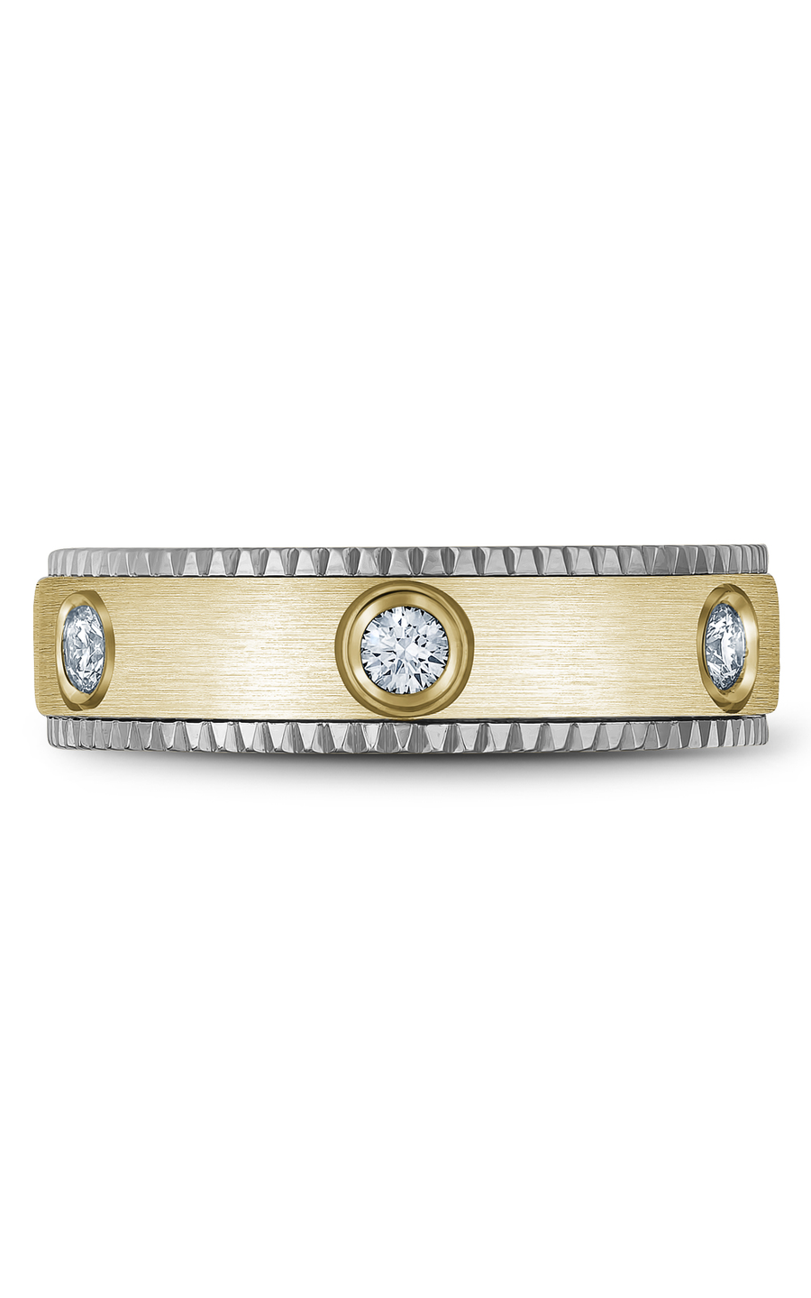 14K White Gold and 14K Yellow Gold Gents Round Wedding Band
