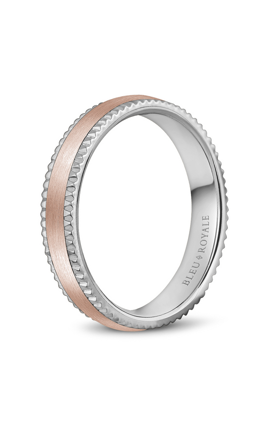 18K Rose Gold and 18K White Gold Gents Wedding Band